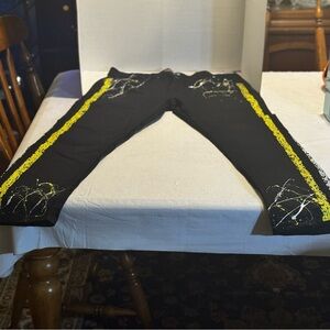 Arketype Men’s Jeans Y2K Grunge Hip Hop Yellow Splattered Paint Design  38x32